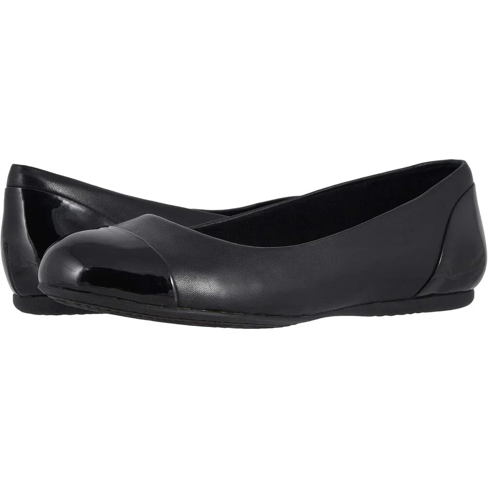 Softwalk Sonoma Ballet Flat Womens US 10.5 Black Leather Cap Toe Slip On RHS6669